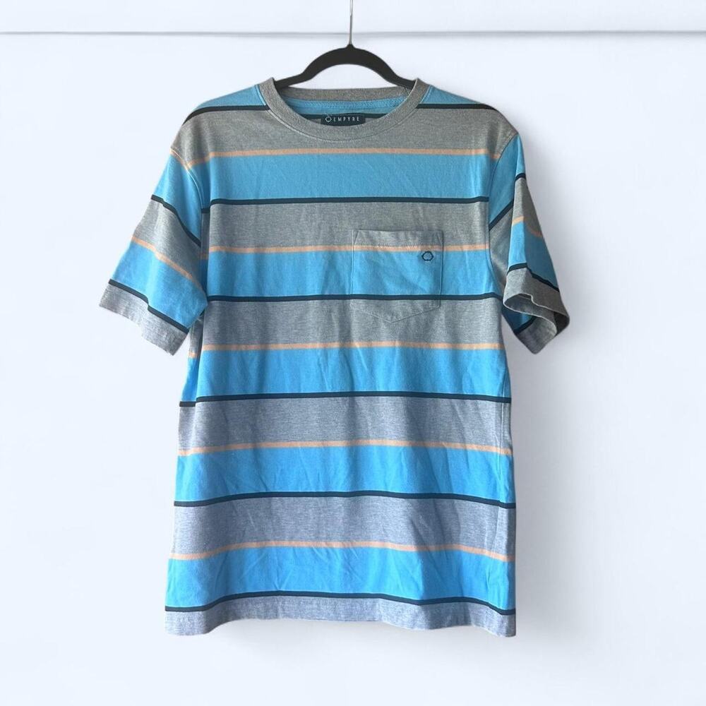 Mens EMPYRE medium blue and grey t shirt Medium Striped‎ EUC